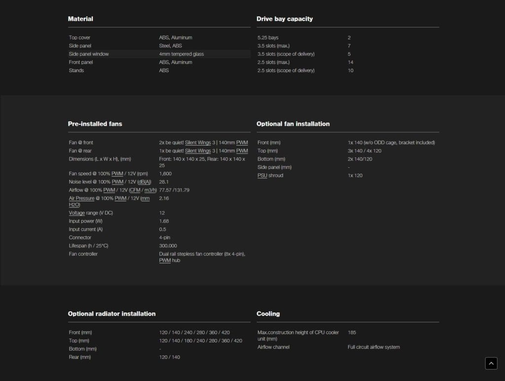 Dark Base Pro 900 Specs 1