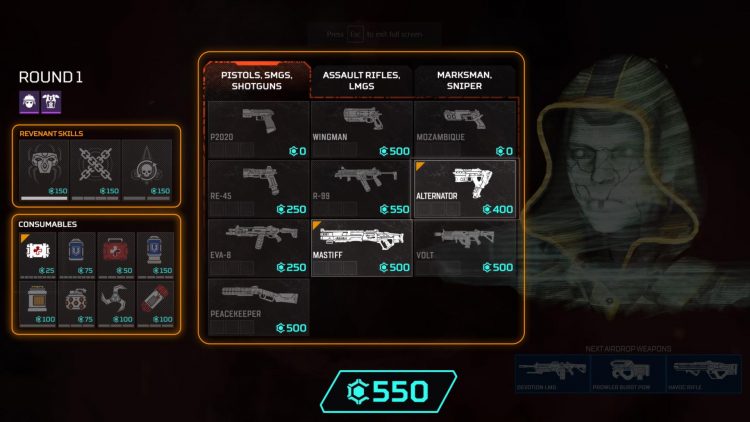 Apex Legends Arena Mode Weapons Buy