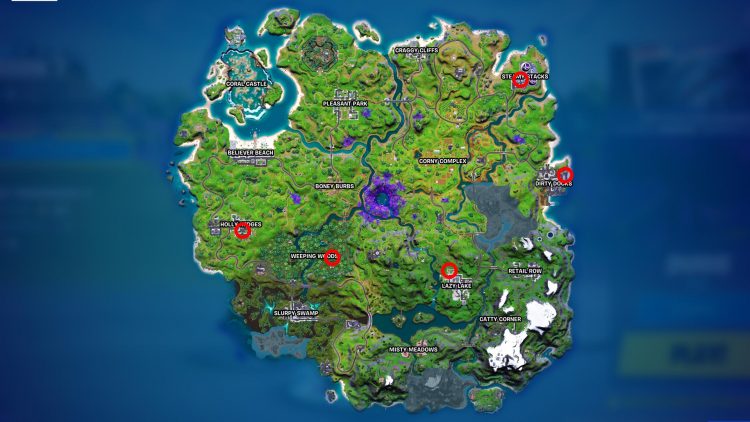 Carte Des Emplacements Des Artefacts Extraterrestres Fortnite Saison 7 Semaine 4