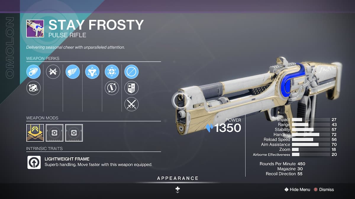 Rifle de pulso Stay Frost de Destiny 2