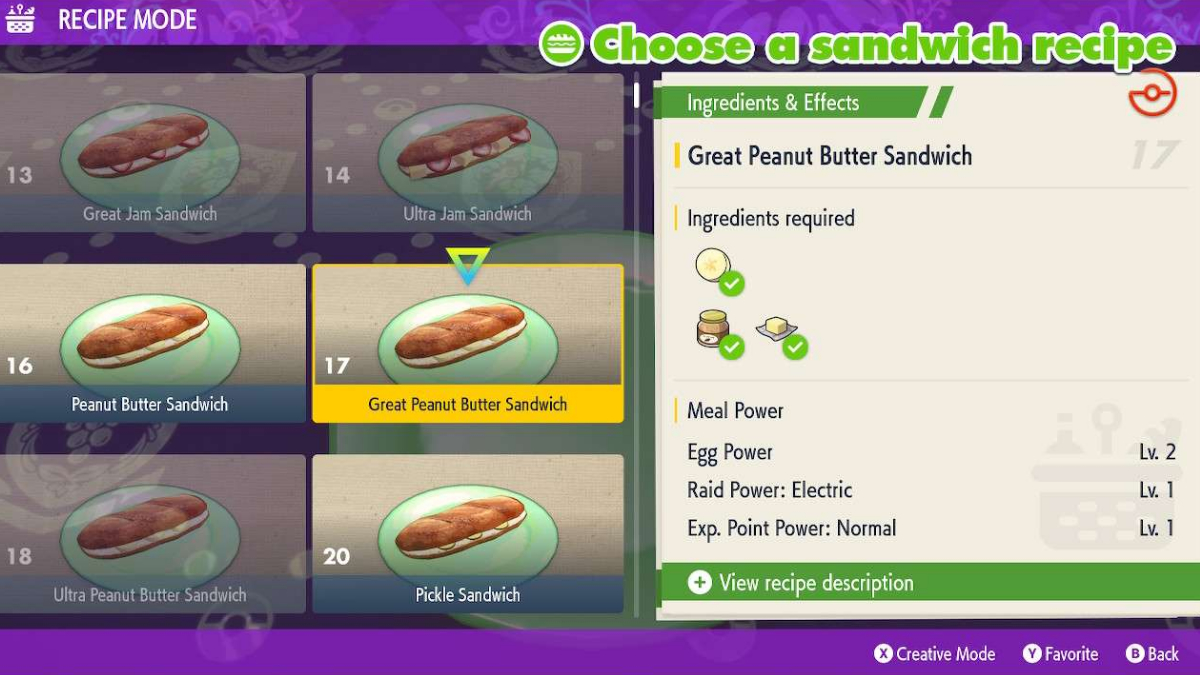 Pokémon Scarlet and Violet recipes