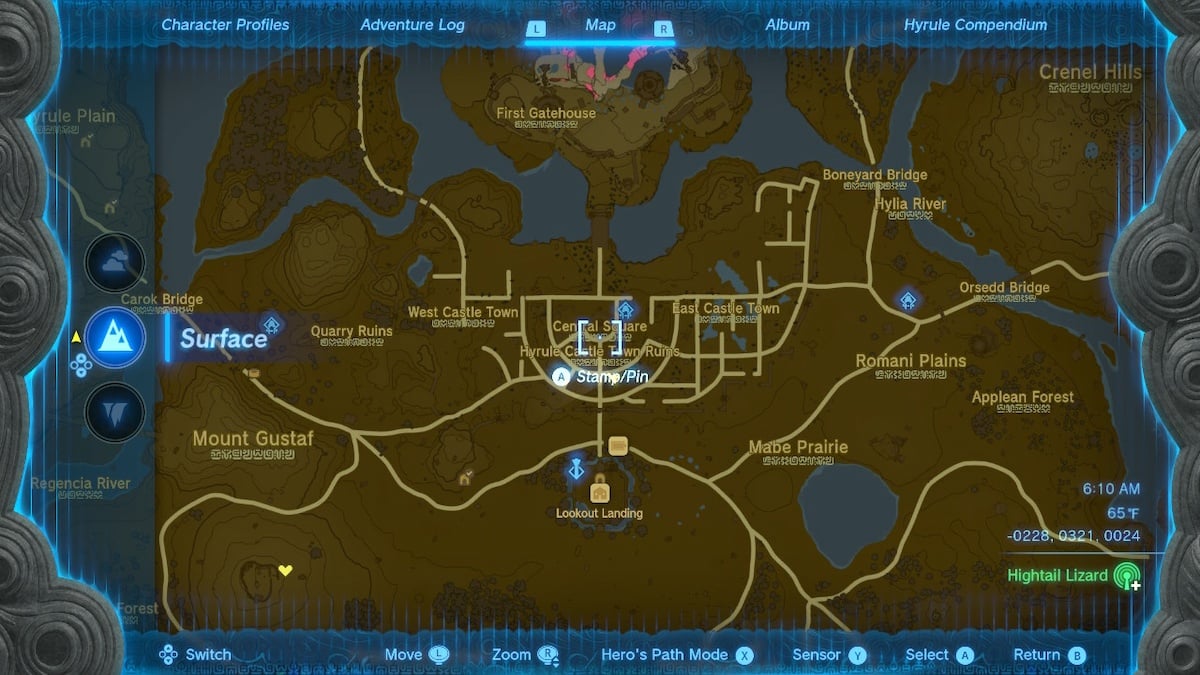 Hyrule Castle Town Ruins Map