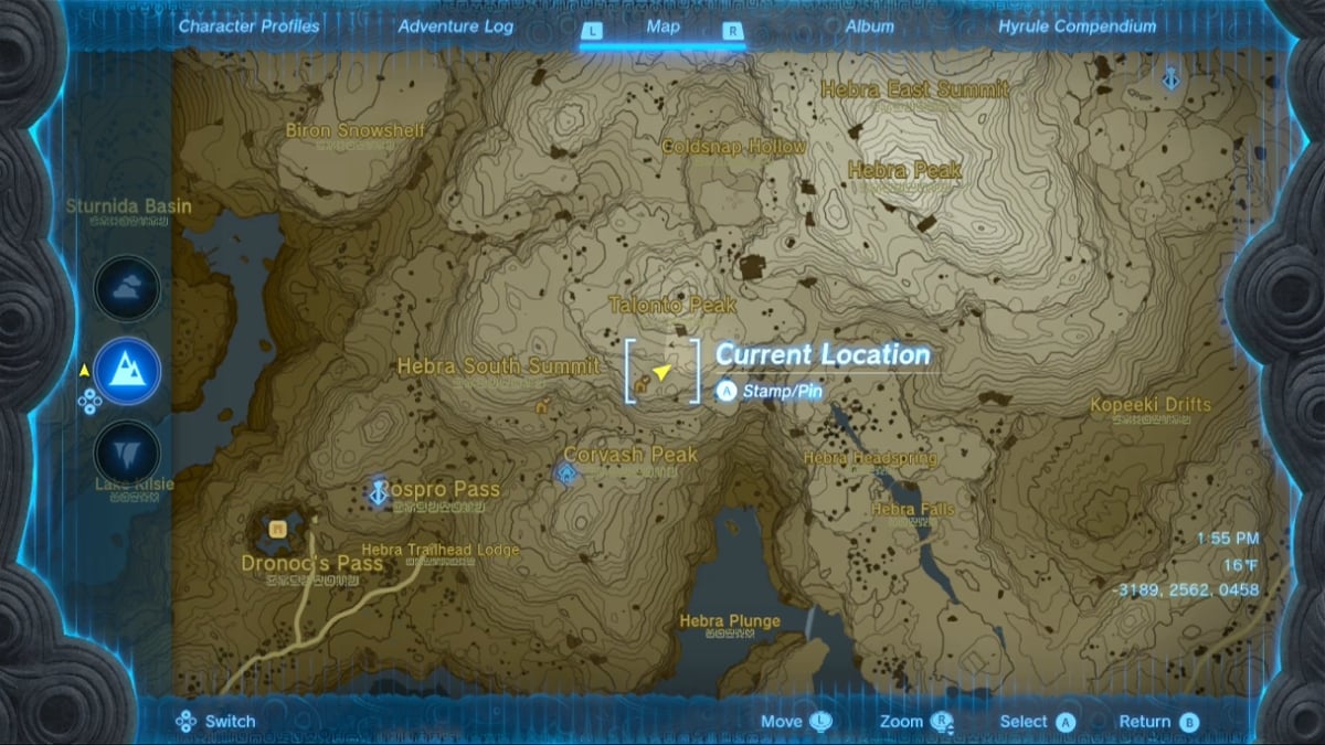 Zelda Tears Of The Kingdom All Games   Totk Swallow Bow Near Talonto Peak Location Map 