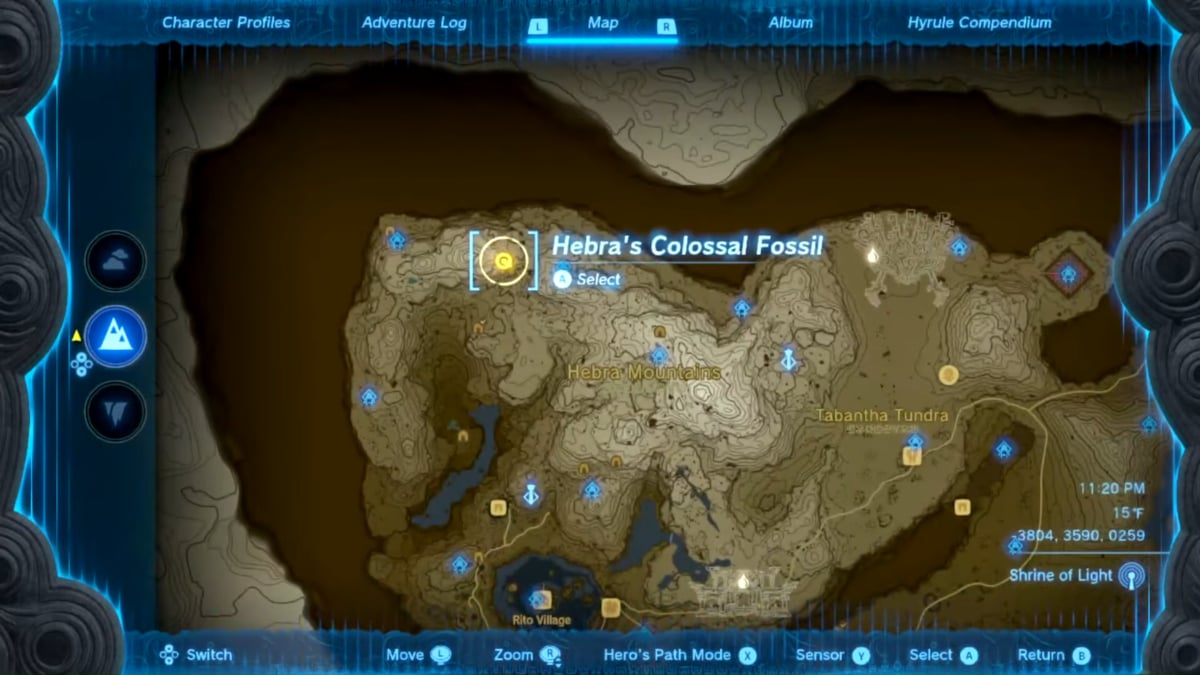 Where To Find Hebra Great Skeleton In Zelda Tears Of The Kingdom TotK   Hebras Colossal Fossil Side Quest Map Location Zelda Tears Of The Kingdom TotK 