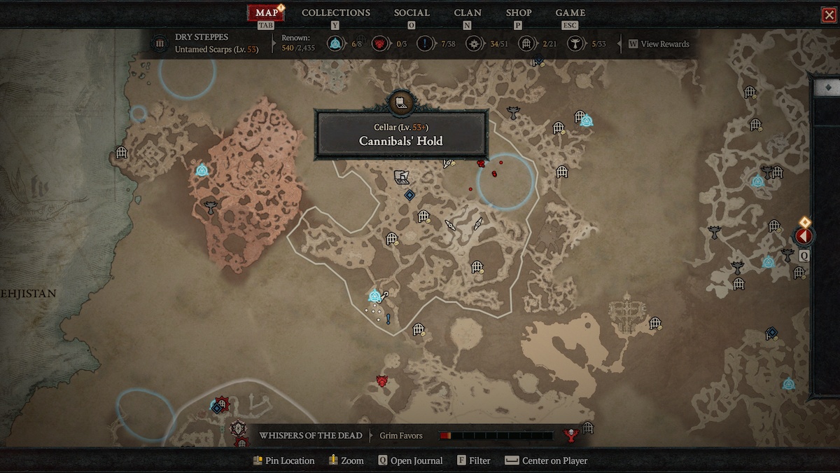 Где найти подвал каннибалов на карте Diablo 4