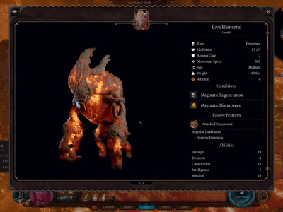 Baldur's Gate 3 Lava Elemental