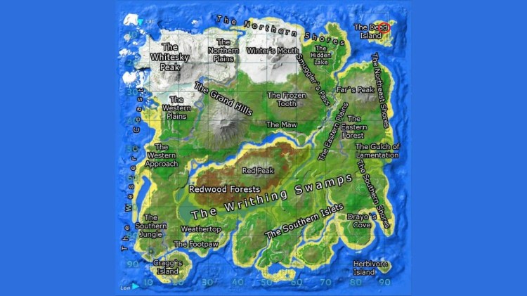 Ark Survival Ascended Карта острова Мертвый остров Расположение пещеры Карно