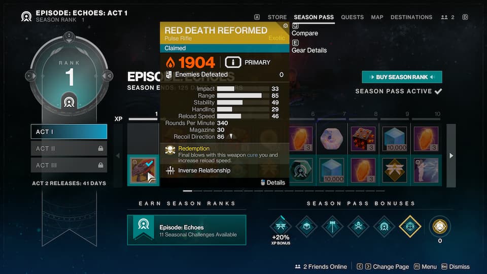 Как получить экзотическую импульсную винтовку Red Death Reformed в Destiny 2