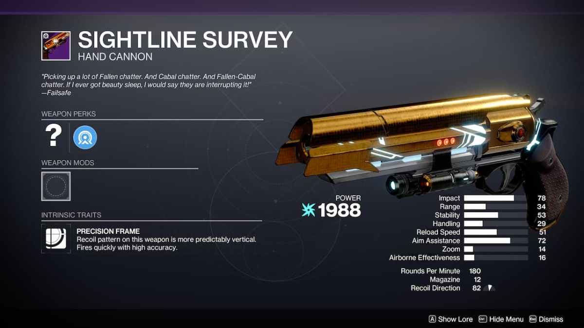 Destiny 2 Sightline Survey