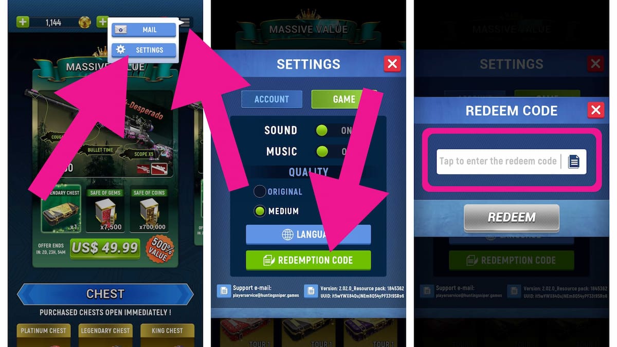 How To Redeem Codes In Hunting Sniper