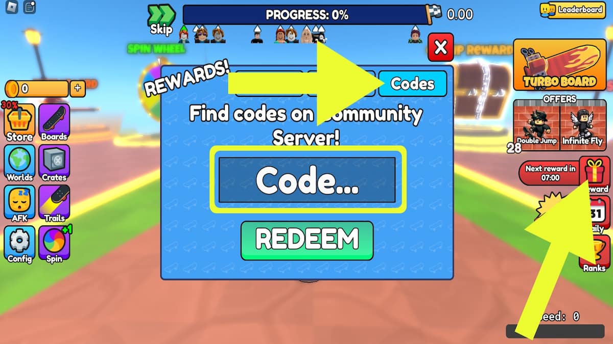 How To Redeem Codes In Skateboard Obby