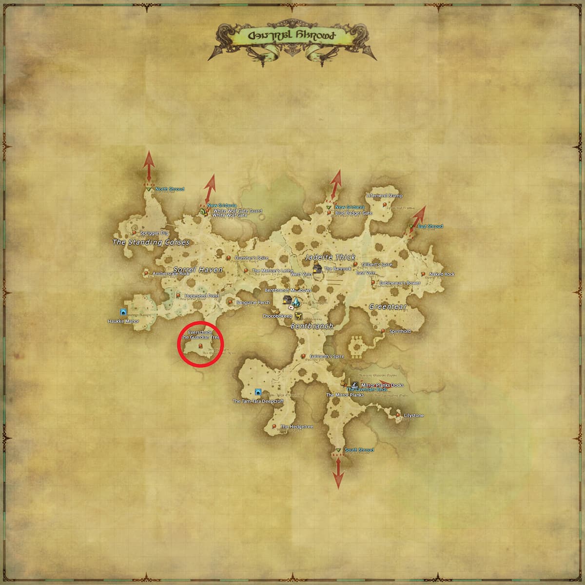 All Arr Hunt Mark Locations In Ffxiv Central Shroud Lou Carcolh (fate)