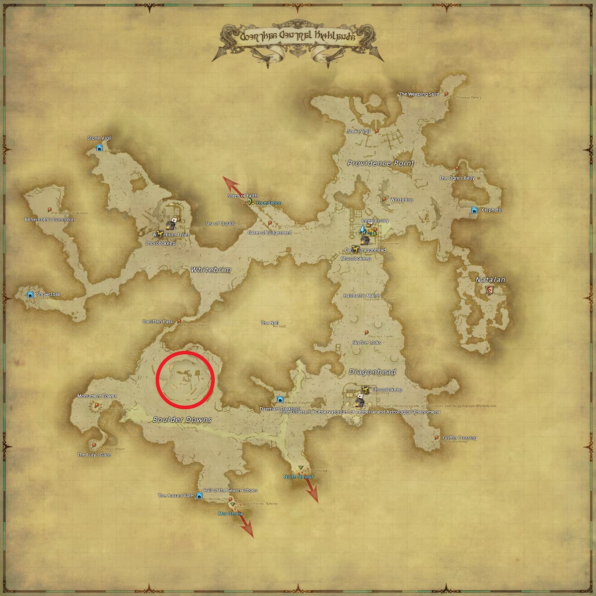 All Arr Hunt Mark Locations In Ffxiv Coerthas Central Highlands Giant Logger Lugger Reader