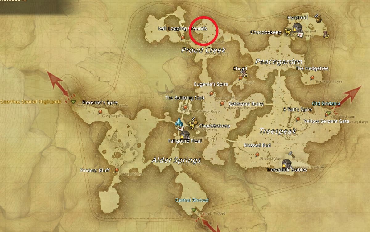 All Arr Hunt Mark Locations In Ffxiv North Shroud Daedalus (fate)