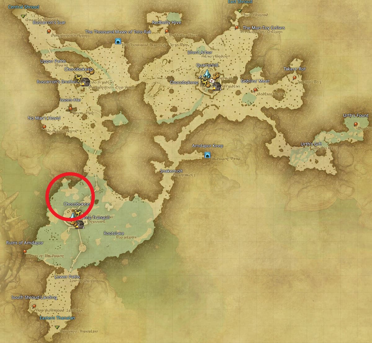 All Arr Hunt Mark Locations In Ffxiv South Shroud Midland Condor