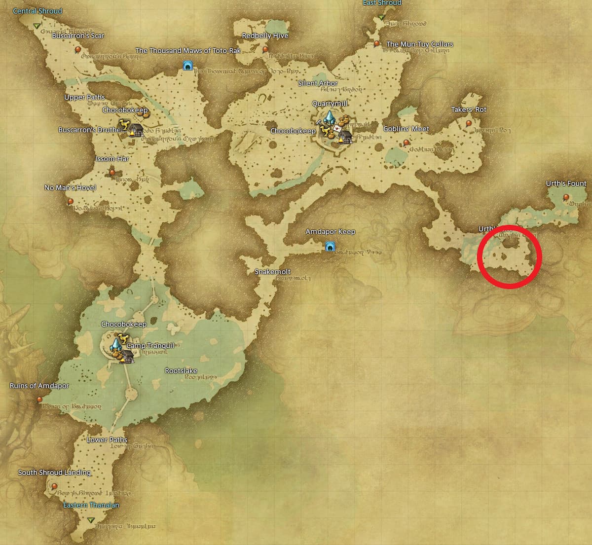 All Arr Hunt Mark Locations In Ffxiv South Shroud Phaia (fate)