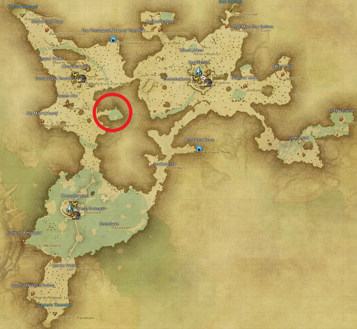 All Arr Hunt Mark Locations In Ffxiv South Shroud Sirocco (fate)