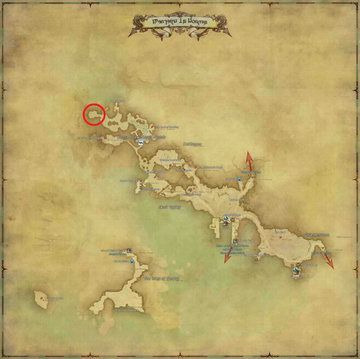 All Arr Hunt Mark Locations In Ffxiv Western La Noscea Yarr The Wavefiend (fate)