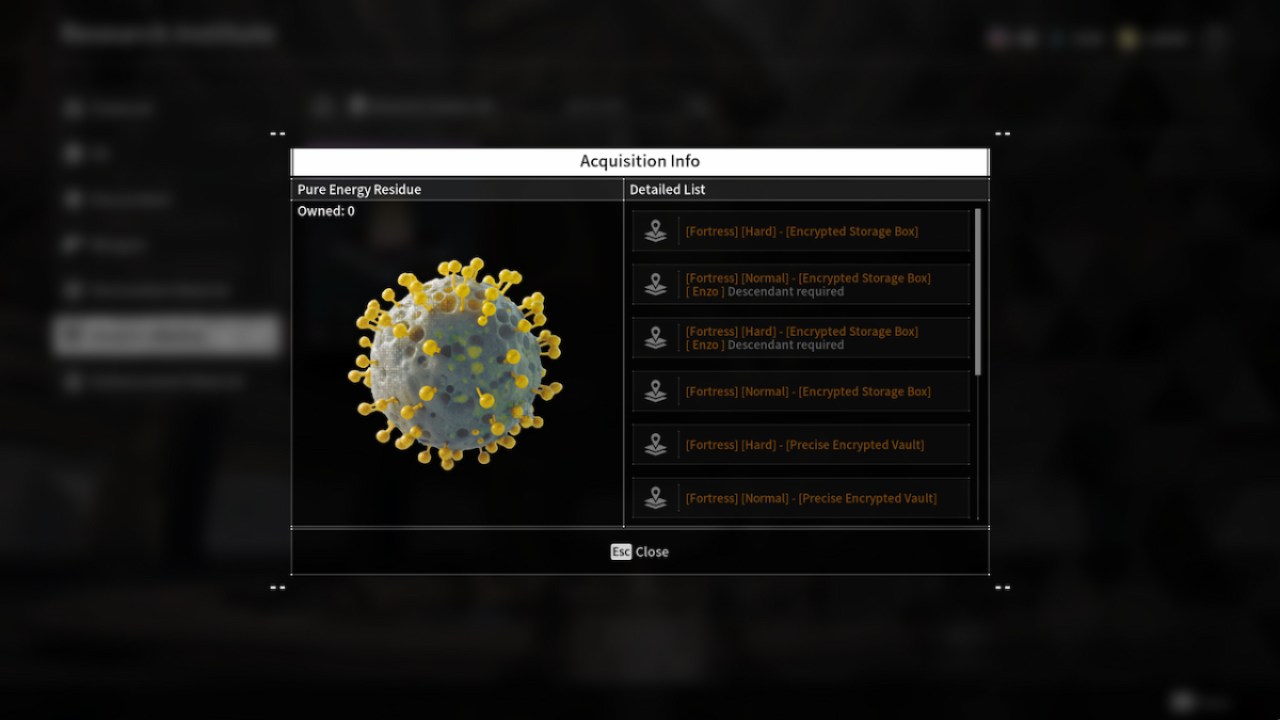 Pure Energy Residue The First Descendant Research Materials