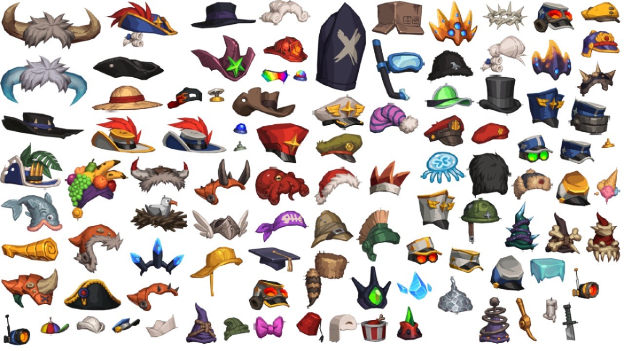 A compilation image of all 101 hats in SteamWorld Heist 2