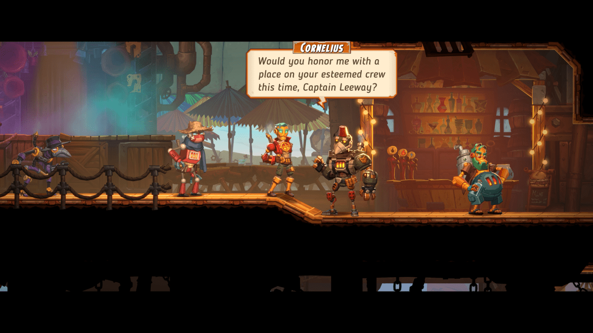 Reclutamiento en la barra de SteamWorld Heist 2