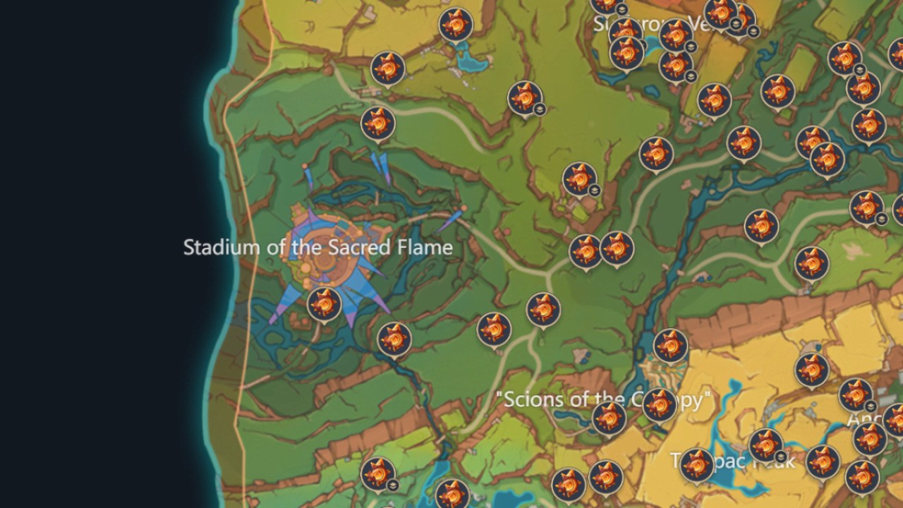 Genshin Impact Basin Of Unnumbered Flames Pyroculus Locations Map