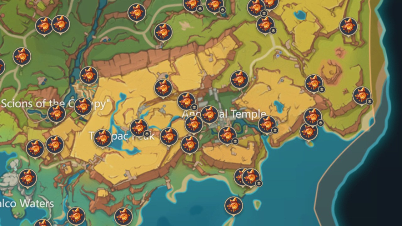 Genshin Impact Coatepec Mountain Pyroculus Locations Map