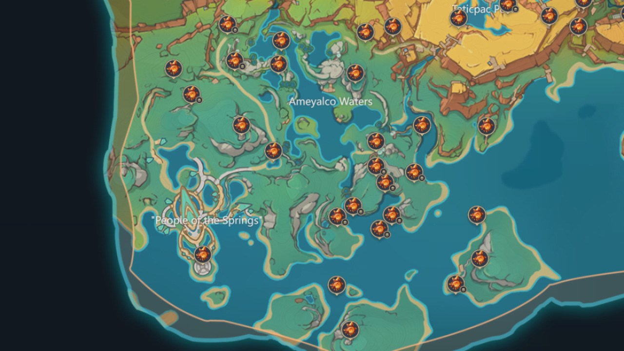 Genshin Impact Toyac Springs Pyroculus Locations Map