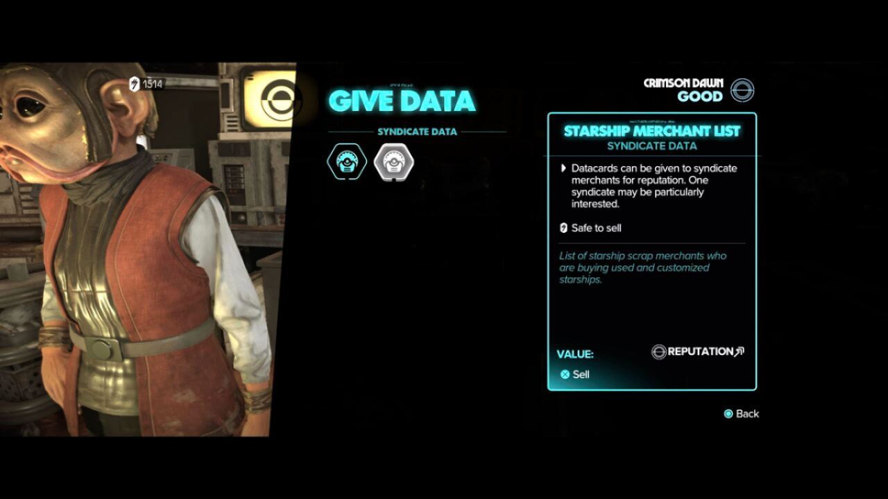 Star Wars Outlaws Give Data Gain Reputation