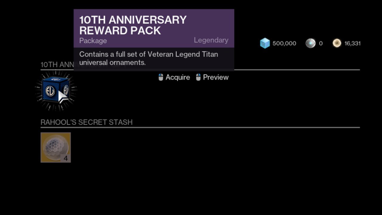 10th Anniversary Reward Pack Destiny 2