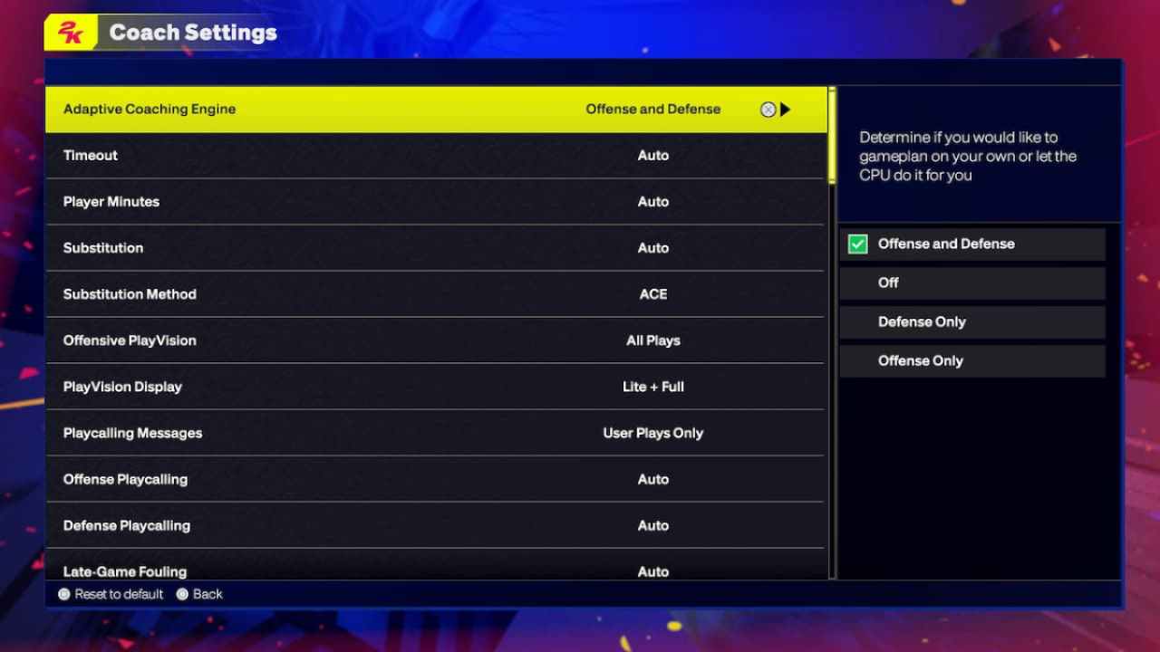 Coach Settings Nba 2k25