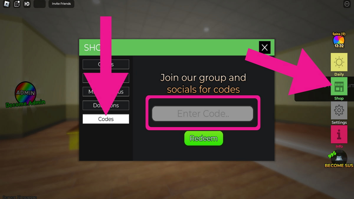How To Redeem Codes In Who's Sus