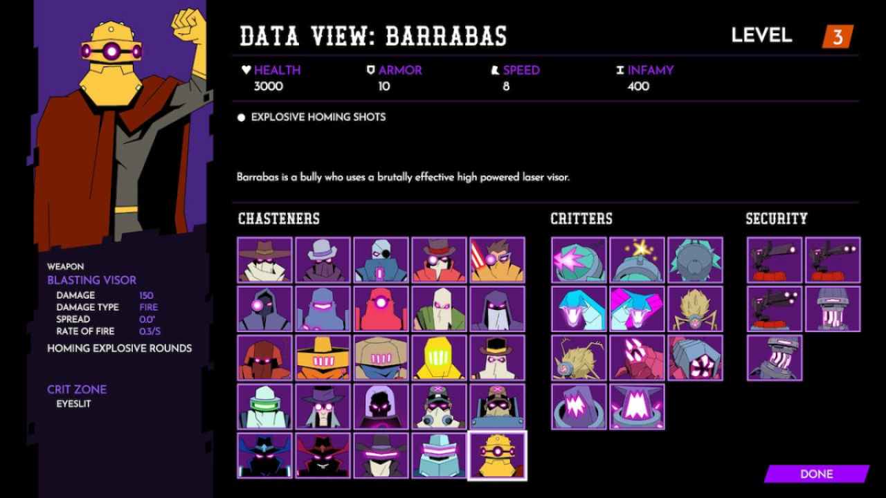 All Enemy Data In Wild Bastards Barrabas